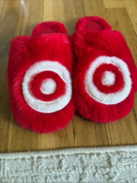 Target Shoes - Target Kids Red and White Fuzzy Slippers